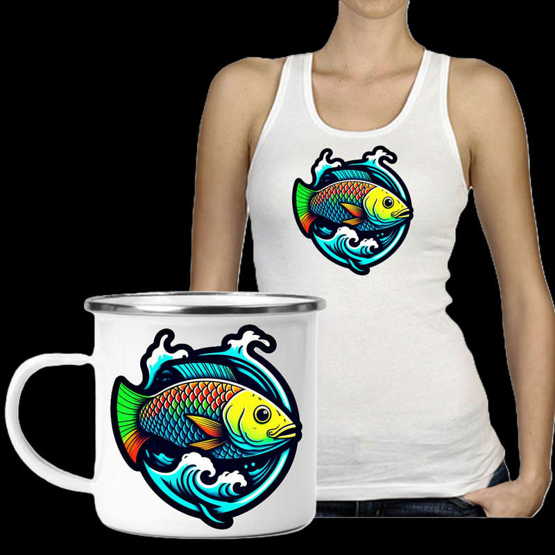 Ladies Vest & Enamel Mug Combo Fishing