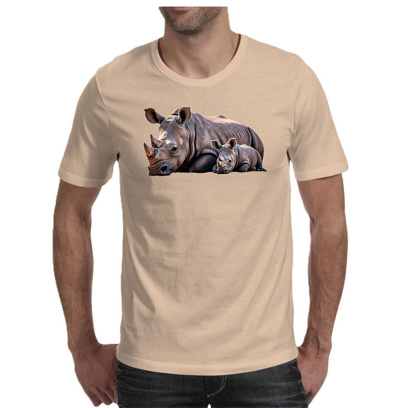 Wildlife print- RHINO men's T-shirt 100% cotton