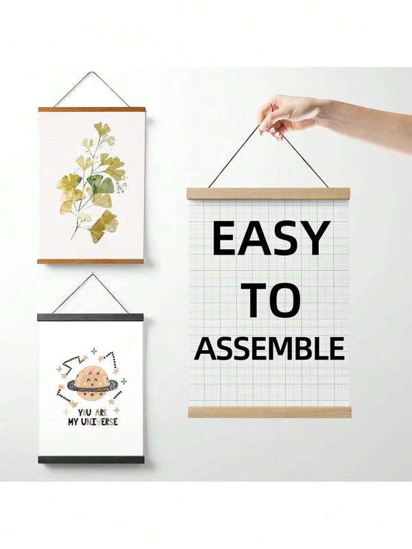 Magnetic Solid Natural Wooden Poster Hanger Frame (32cm) - To Fit A3-Size Photo, Poster, Art