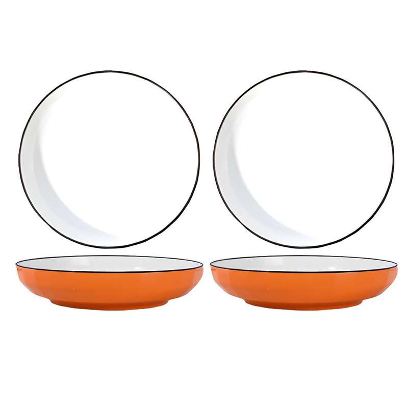 Set of 4 Orange Ceramic Salad Plate