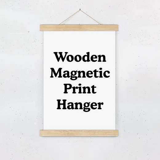Magnetic Solid Natural Wooden Poster Hanger Frame (32cm) - To Fit A3-Size Photo, Poster, Art