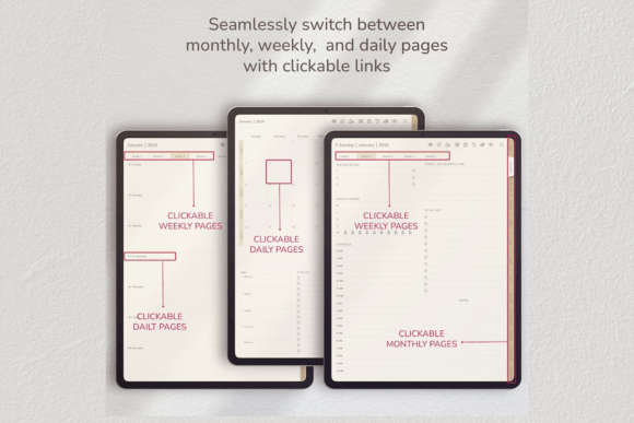 2025 Digital Planner For Goodnotes, Ipad and Android Tablets - 944 Pages - Digital File - Pink