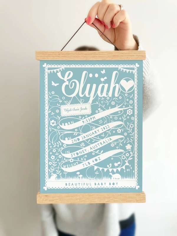 Magnetic Solid Natural Wooden Poster Hanger Frame (32cm) - To Fit A3-Size Photo, Poster, Art