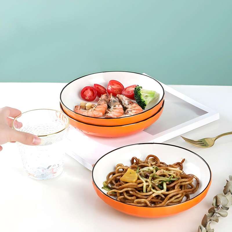 Set of 4 Orange Ceramic Salad Plate