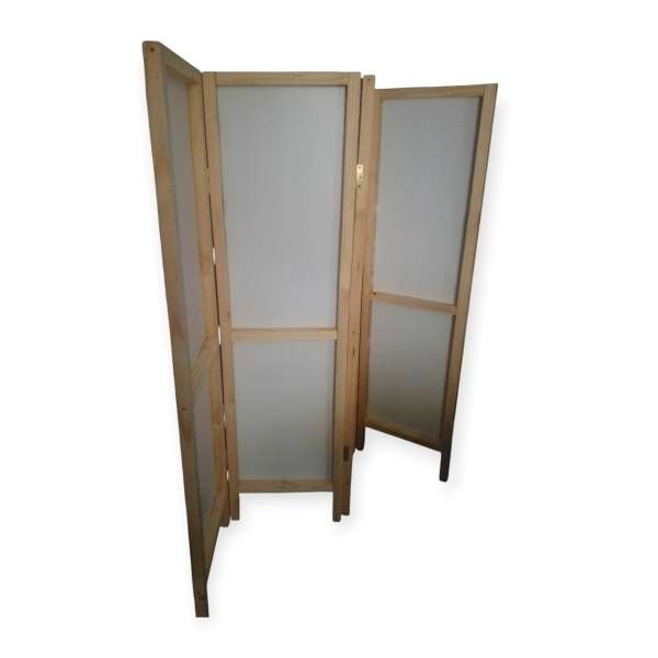 Heavy Natural Preservative-Treated Pine w Masonite Board 4-Panel Folding Privacy Screen Room Divider