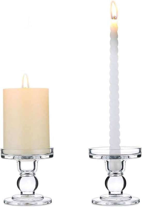 Clear Footed Glass Candlestick Holder