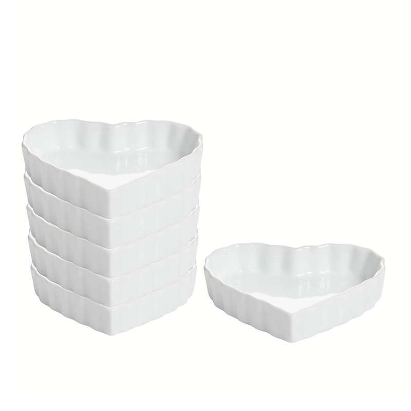 Set of 4 Heart-Shaped Multipurpose Ceramic Appetizer Serving Bowl