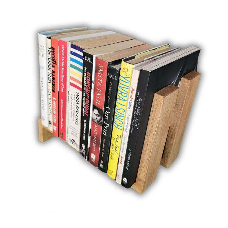 Natural Wooden Table Top Split Book Stand Handcrafted with Pinewood