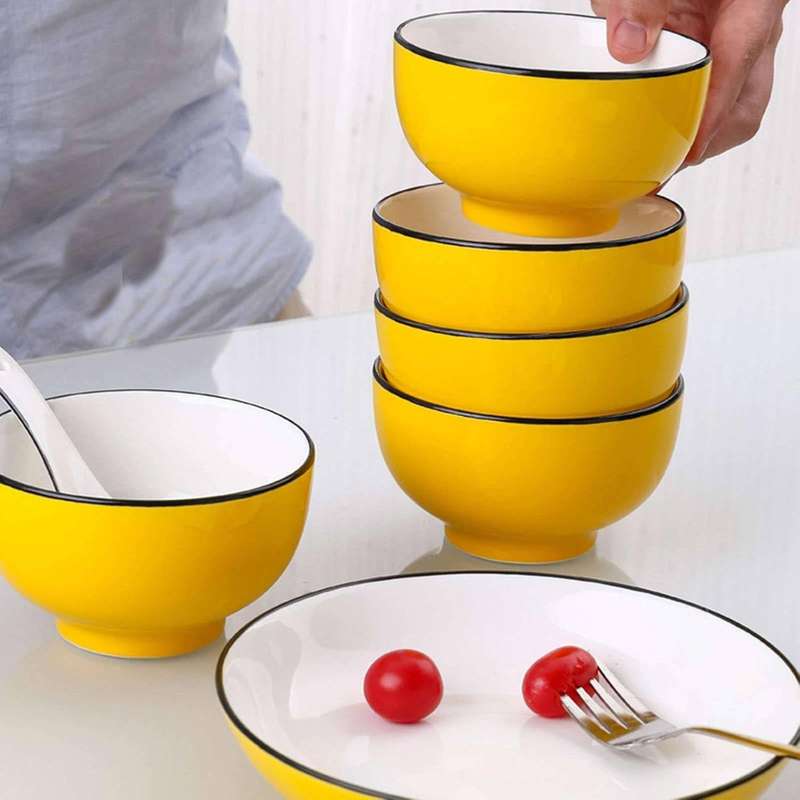Set Of 4 Stackable Ceramic Cereal Bowls