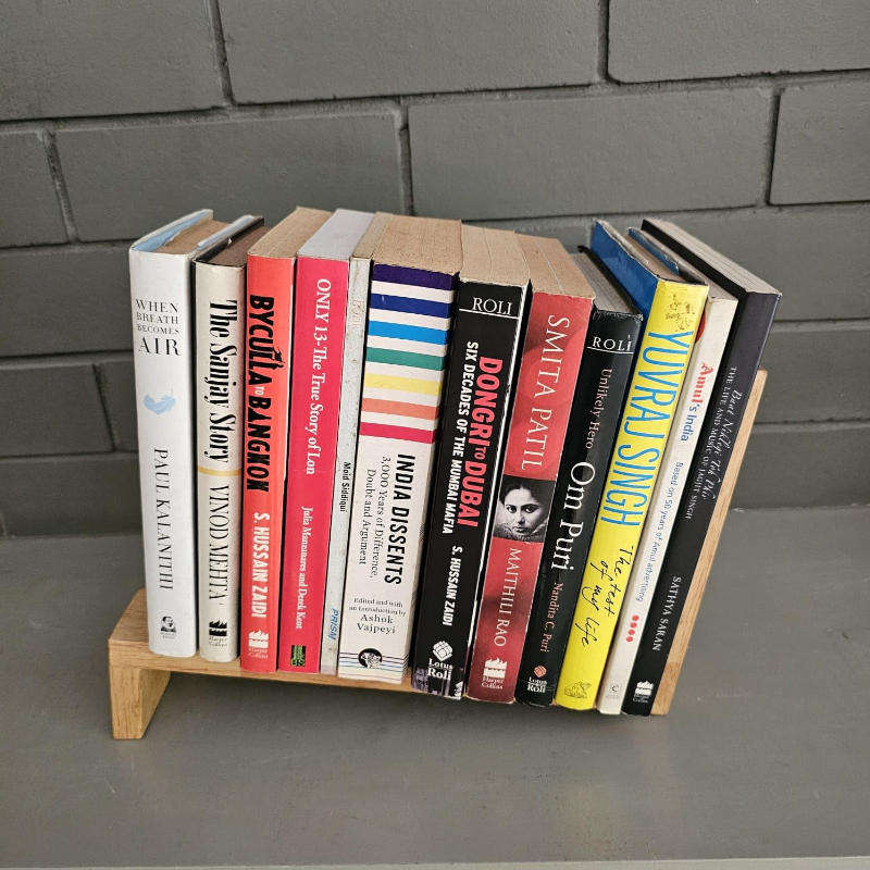 Natural Wooden Table Top Split Book Stand Handcrafted with Pinewood