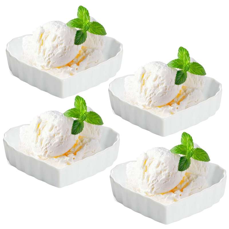 Set of 4 Heart-Shaped Multipurpose Ceramic Appetizer Serving Bowl