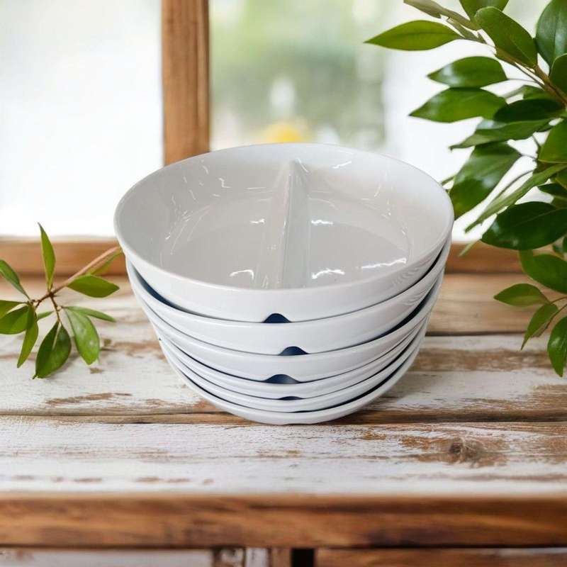Large Round Classic White Double-Division Bowl