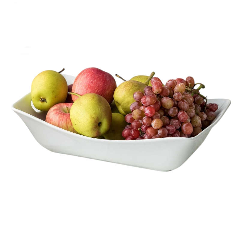 White Rectangle Porcelain Serving Bowl with Handles