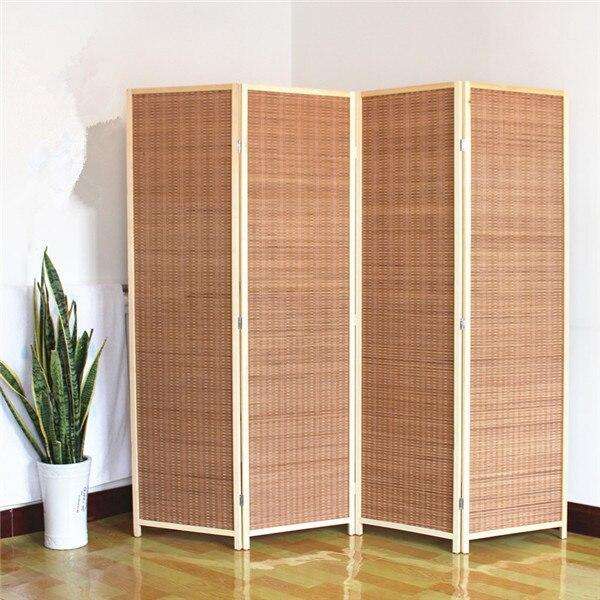 Folding Modern Simplicity Bamboo 4 Panel Privacy Screen Room Divider