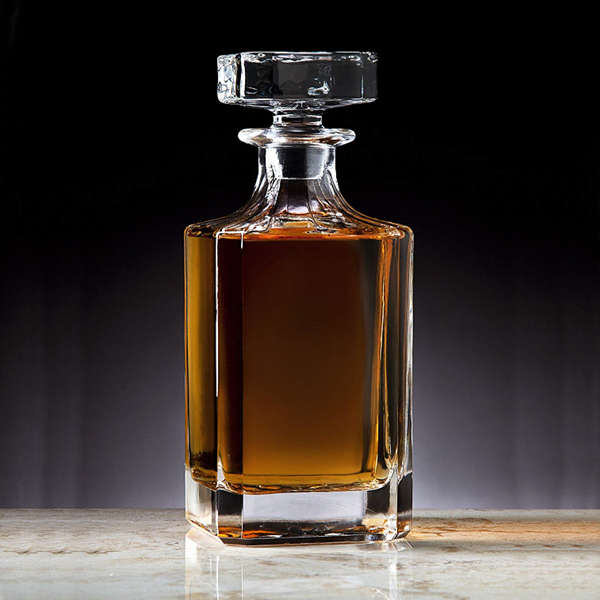 Whiskey Glass Decanter with 6-Pcs Shot Glass Set and Portable Glass Ice Bucket w Handle and Tong