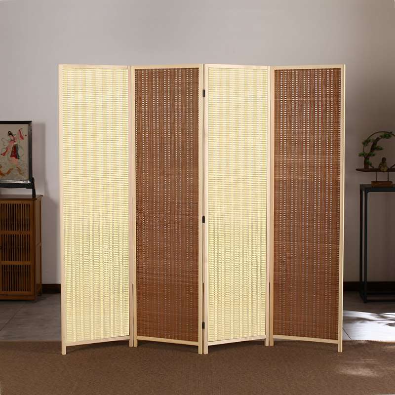 Partition Room Divider - Folding Modern Simplicity Bamboo 4 Panel Privacy Screen Room Divider