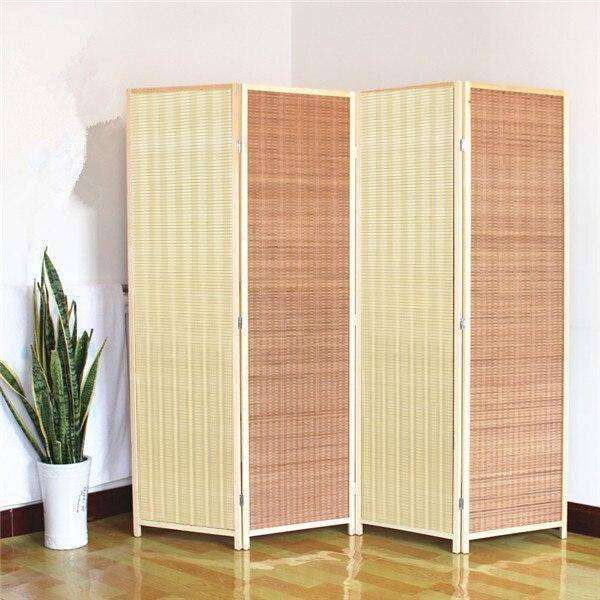 Partition Room Divider - Folding Modern Simplicity Bamboo 4 Panel Privacy Screen Room Divider