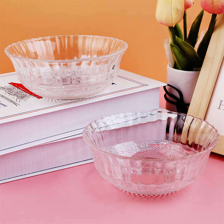 Multi-Purpose Round Elegant Designed Glass Bowl - 20x8 cm