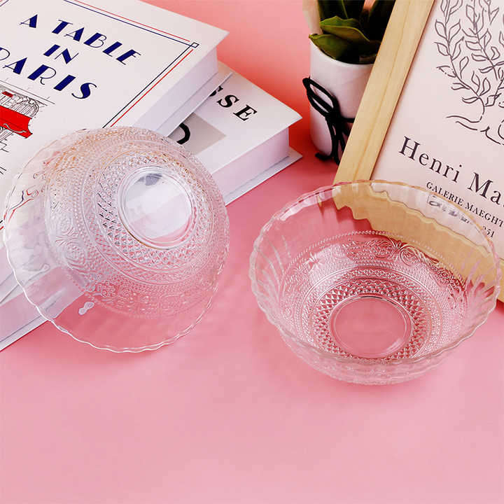 Multi-Purpose Round Elegant Designed Glass Bowl - 20x8 cm