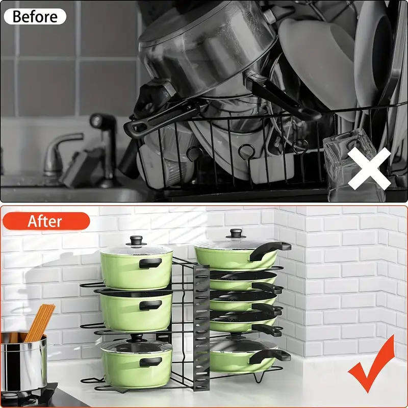 8-Tier Double-Sided Metal Space-Saving Kitchen Storage Organizer Rack