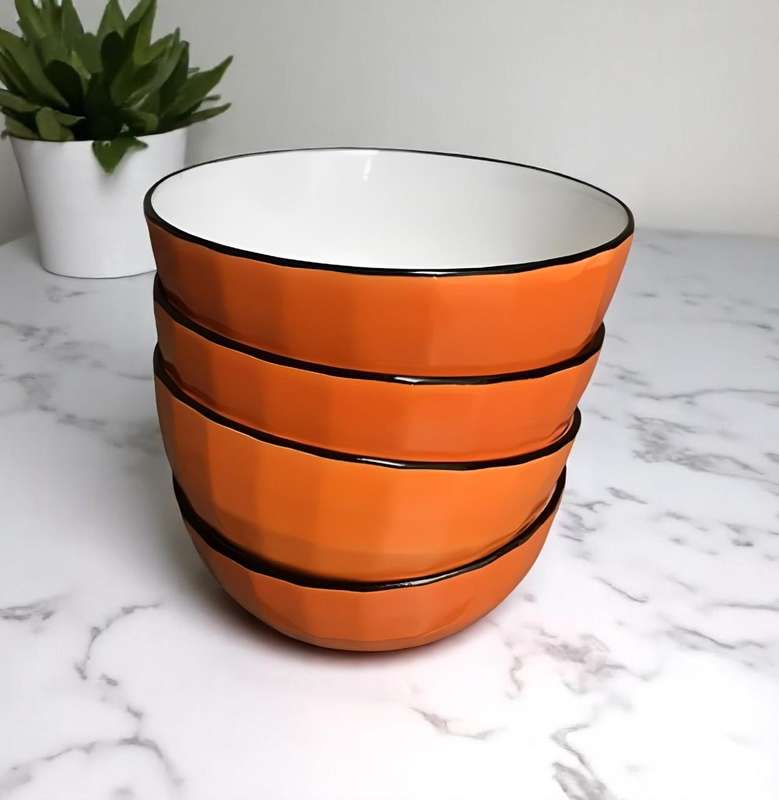 Set Of 4 Stackable Ceramic Cereal Bowls