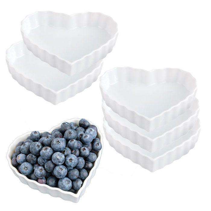 Set of 4 Heart-Shaped Multipurpose Ceramic Appetizer Serving Bowl