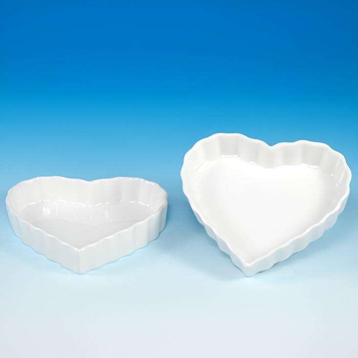 Set of 4 Heart-Shaped Multipurpose Ceramic Appetizer Serving Bowl