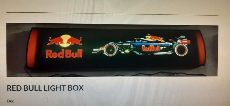Red Bull pub, bar, man cave, advert light box. LED.