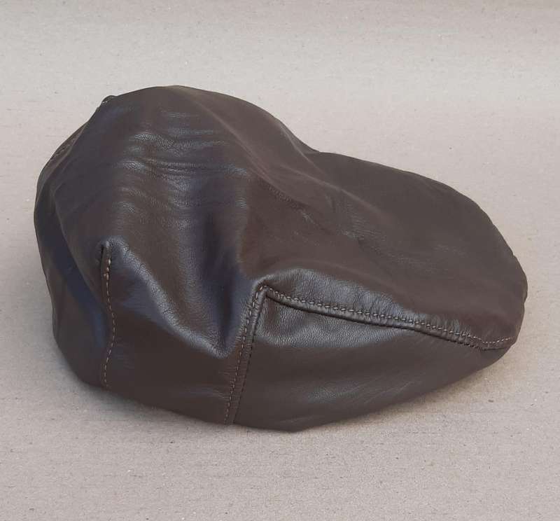 Genuine Leather Men's Cap -Dark Brown