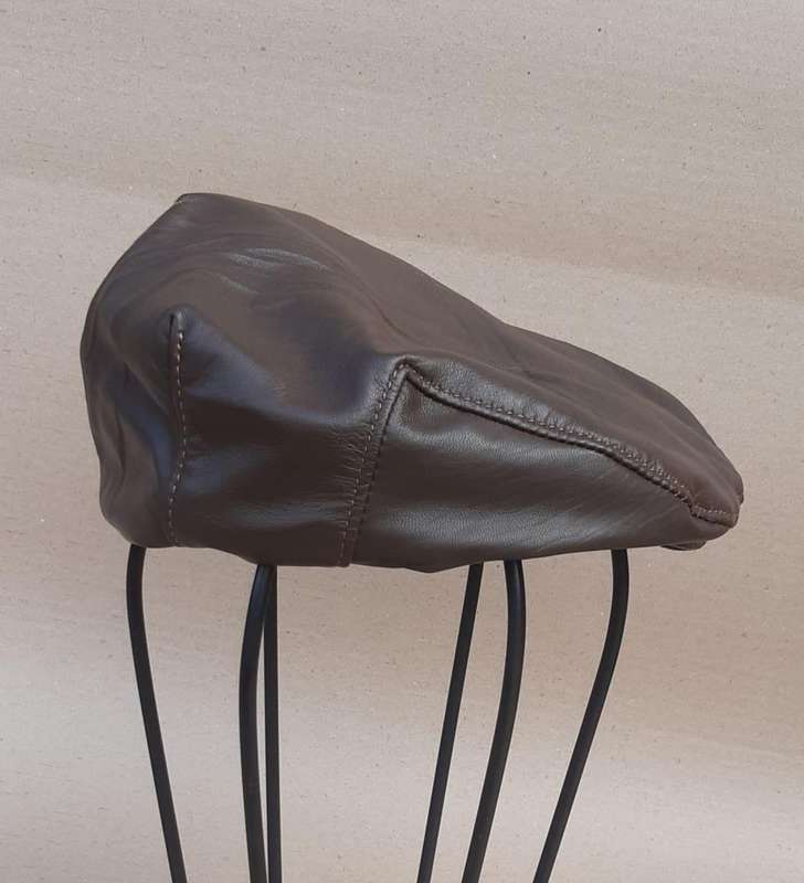 Genuine Leather Men's Cap -Dark Brown