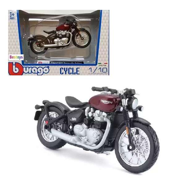 Burago Diecast Model Motorcycle Bike Triumph Bonneville Bobber 1/18 scale