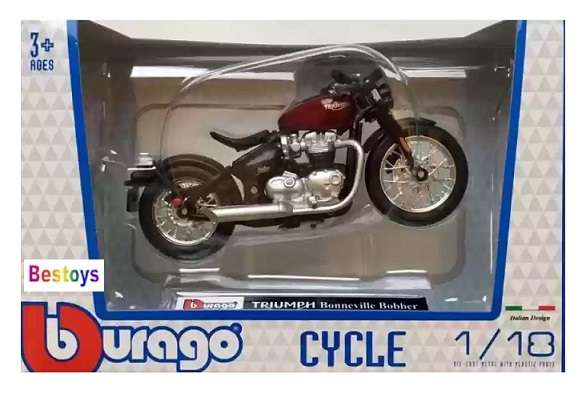 Burago Diecast Model Motorcycle Bike Triumph Bonneville Bobber 1/18 scale