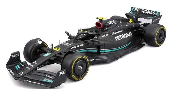 Burago 28037 Formula 1 F1 Mercedes AMG W 14 E W14E 2023 GP No 44 Hamilton "Petronas" with figurine