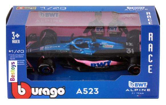 Burago 38072 Formula 1 F1  F 1 Alpine A523 "BWT" 2023 GP No 31 Ocon
