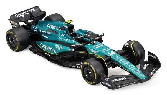Burago 38090 Formula 1 F1 Aston Martin AMR23 2023 GP No 14 Alonso "Aramco" 1/43 scale