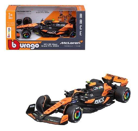 Burago 38214 Formula 1 F1  McLaren MCL38 No 4 Norris Miami Grand Prix 2024 GP