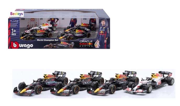 Burago Set 38092 Formula 1 F1 Red Bull RB16 RB18 RB19 Verstappen Perez 1/43 scale