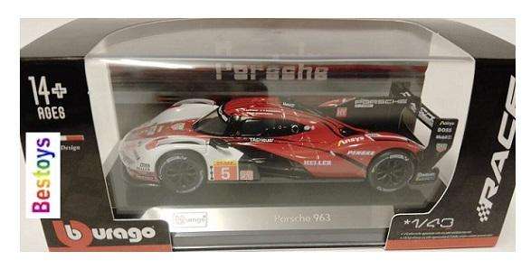 Burago Race 38309 Porsche 963 Le Mans Christensen No 5 Hypercar