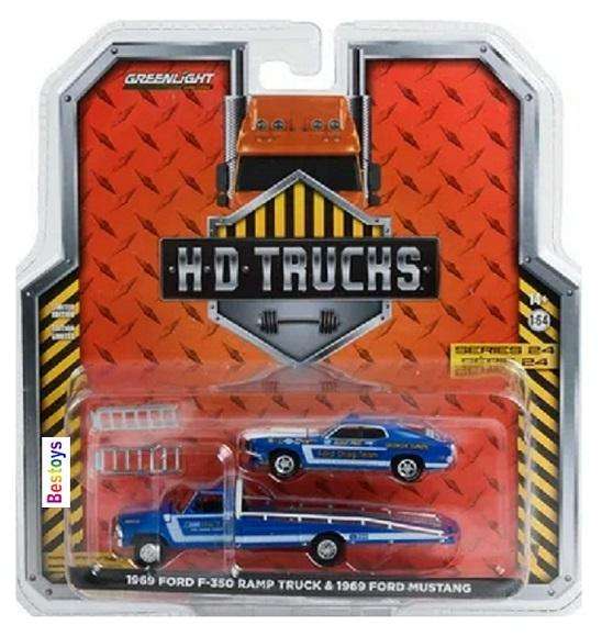 Greenlight Truck Series 33240 Ford F 350 F350 Ramp Truck 1969 & Ford Mustang 1969 + ramps