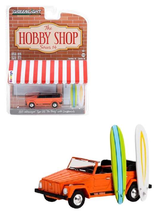 Greenlight Hobby Shop VW Volkswagen Type 181 Thing 1971 + Surfboards 1/64 scale