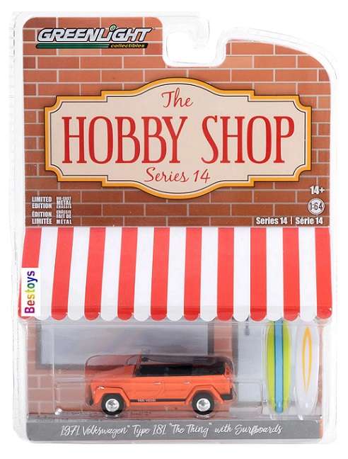 Greenlight Hobby Shop VW Volkswagen Type 181 Thing 1971 + Surfboards 1/64 scale