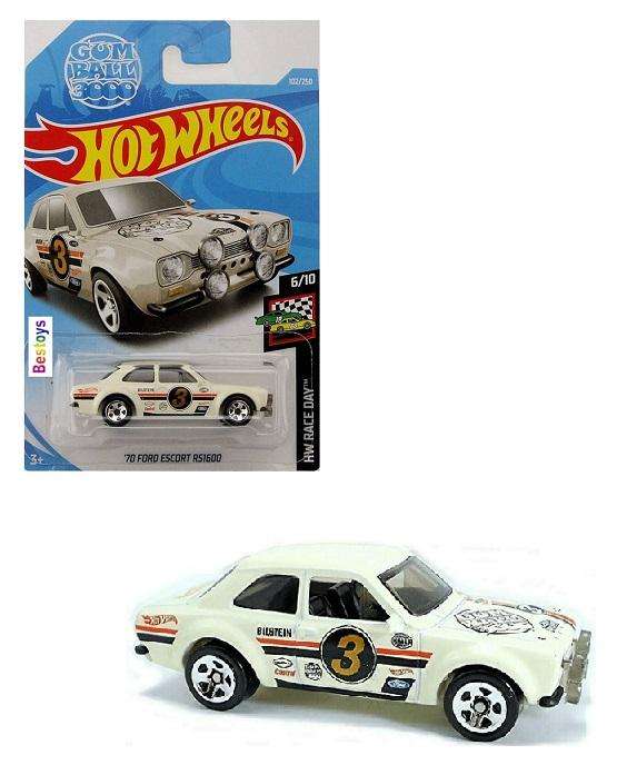 Hot Wheels 2019 102/250 Ford Escort RS 1600 1970 No 3 "Gum Ball 3000" Race Day