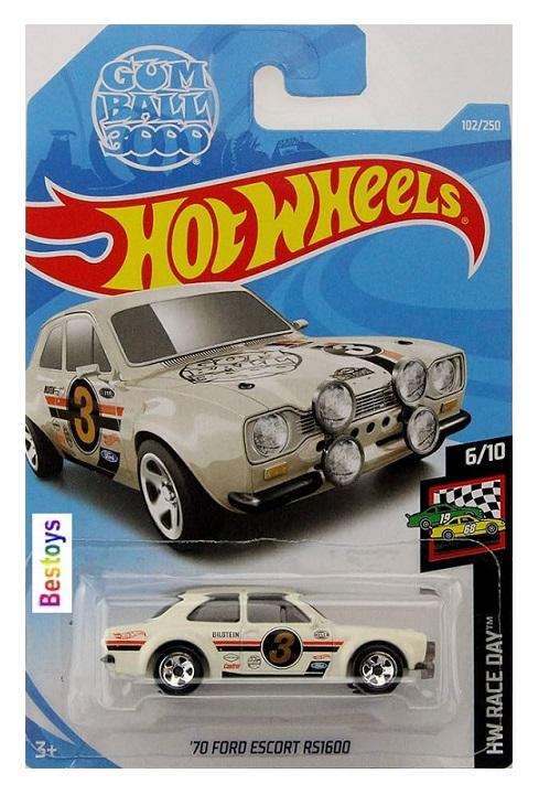Hot Wheels 2019 102/250 Ford Escort RS 1600 1970 No 3 "Gum Ball 3000" Race Day