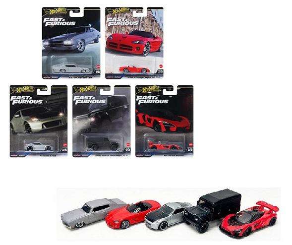 Hot Wheels Fast & Furious Set HNW46 Chevy Chevelle Viper Nissan 370Z Land Rover Defender McLaren Sen