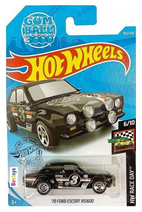 Hot Wheels 2018 102/250 Ford Escort RS 1600 RS1600 1970 No 3 "Gum Ball 3000" Race Day