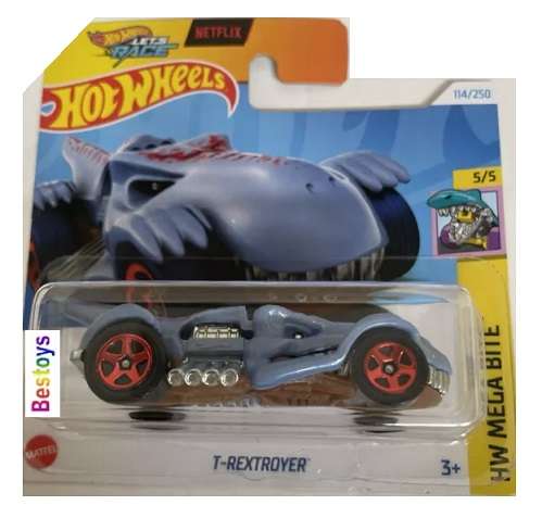 Hotwheels Hot Wheels Diecast Model 2024 114/250 T-Rextroyer Mega Bite Netflix Let's Race