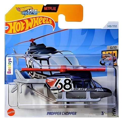 Hotwheels Hot Wheels 2024 148/250 Propper Chopper Helicopter No 68 Metro Netflix Let's Race