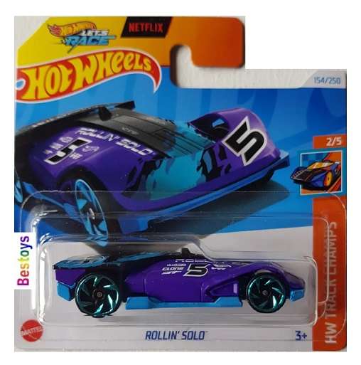 Hotwheels Hot Wheels Diecast Model Car 2024 154/250 Rollin Solo No 5 Track Champs Netflix Let's Race