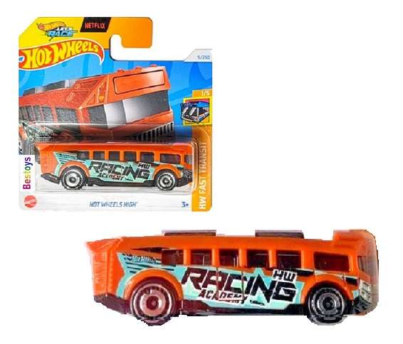 Hotwheels Hot Wheels Diecast Model Car 2024 5/250 Hot Wheels High Bus Fast Transit Netflix Let's Rac