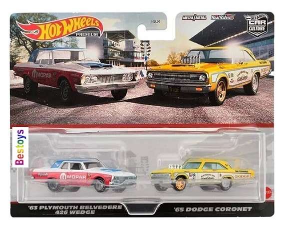 Hot Wheels Hotwheels Car Culture 2 pk Plymouth Belvedere 426 Wedge 1963 + Dodge Coronet 1965 1/64 sc